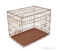 Pet Brands Hound Antique Copper Finish Fold Flat Metal Dog Crate - Medium - with Plastic Tray