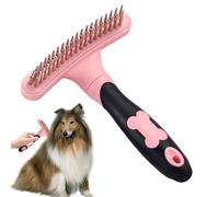 Pet Brush - Extra Wide Teeth, Row Design, Undercoat Detangling Comb, Ergonomic Rubber Grip | Suitable for Dog Cat Care Thick Coat Grooming Maintenance Double Pin Rows
