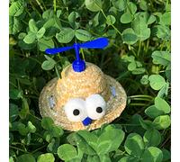 Pet Bucket Hat with Handwoven Straw Cap, Blue Eyes S