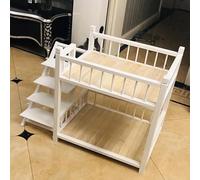 Pet Bunk Bed, Solid Wood Cat Bunk Beds, Removable Bunk Bed for Dogs, Double Dog Bed for 2 Dogs Indoor, Upper and Lower Layer Design Dog Bunk Beds White gray XL