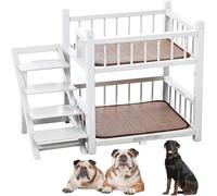 Pet Bunk Bed with Stairs, Dog/Cat Bunk Bed, Small Medium Large Dogs Pet Bunk Bed with Stairs, Removable Double Layer Pet Bed with Stairs, for Bedside, Home, Indoor Use.(White,Large)