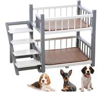 Pet Bunk Bed with Stairs, Dog/Cat Bunk Bed, Small Medium Large Dogs Pet Bunk Bed with Stairs, Removable Double Layer Pet Bed with Stairs, for Bedside, Home, Indoor Use.(Gray,Medium)