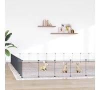 Pet Cage 20-Panel Black Powder-Coated Steel 35x35cm Door w/ Tie clips Floor mats