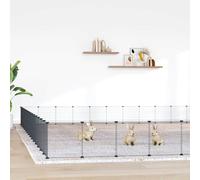 Pet Cage 20-Panel Black Powder-Coated Steel 35x35cm Panels DIY Playpen with Door