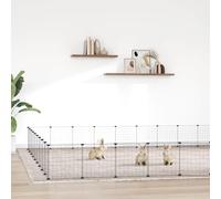 Pet Cage 20-Panel Black Powder-Coated Steel 35x35cm Panels Portable with Door