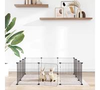 Pet Cage 20-Panel Black Powder-Coated Steel 35x35cm Panels with Door Compact Kit