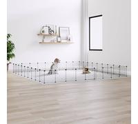 Pet Cage 20-Panel Black Powder-Coated Steel Heavy-Duty 35x35cm Panels w/Door