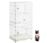 Pet cage,3 Tier Cat Cage Cat Crate Kennel Cat Playpen with Lockable Casters Grilles Pull-Out Tray for Squirrel/Guinea Pig/Bunny/Cat/Rabbit 52.3 Inches,Black