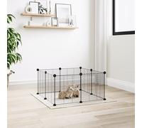 Pet Cage 8-Panel Black Powder-Coated Steel 35x35 cm Panels 1.5 cm Thick Foldable