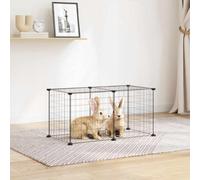 Pet Cage 8-Panel Black Powder-Coated Steel 35x35 cm Panels DIY Playpen Set 8pcs
