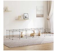 Pet Cage 8-Panel Black Powder-Coated Steel 35x35cm DIY Playpen Expandable Indoor