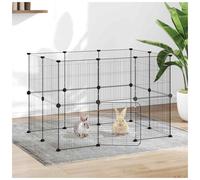 Pet Cage 8-Panel Black Powder-Coated Steel 35x35cm Panels (8pcs) DIY Playpen Kit