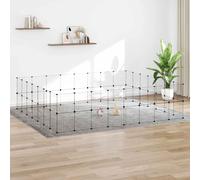 (60-panel with door, 4.3 cm) vidaXL Pet Cage Black Steel Rabbit Hutch Pet Cage 1.5 cm/4.3 cm Multi Models