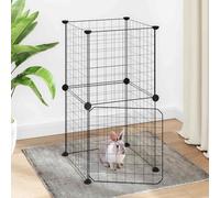 vidaXL 8-Panel Pet Cage with Door Black 35x35 cm Steel