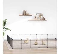 Pet Cage Black Powder-Coated Steel 20 Panels 35x35cm DIY Playpen in onnectors