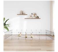 Pet Cage Black Powder-Coated Steel 20x35x35cm Panels DIY Playpen 20pcs with Door