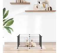 Pet Cage Black Powder-Coated Steel 20x35x35cm Panels DIY Playpen with Door Pack