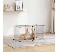 Pet Cage Black Powder-Coated Steel 8-Panel 35x35cm DIY Playpen Panels Heavy-Duty