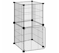 vidaXL 12-Panel Pet Cage with Door Black 35x35 cm Steel, Black