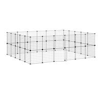 (52-panel with door, 4.3 cm) vidaXL Pet Cage Black Steel Rabbit Hutch Pet Cage 1.5 cm/4.3 cm Multi Models