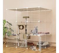 Pet Cage,Cat Cage Cat Cage Metal Cat Kennel Ferret Enclosure Chinchilla Cage Ramp/Ladders/Hammock for Pet Closed Cat Cage with Litter Box (Color : White, Size : 75x49x109CM)