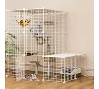 Pet Cage,Cat Cage Cat Cage Metal Cat Kennel Ferret Enclosure Chinchilla Cage Ramp/Ladders/Hammock for Pet Closed Cat Cage with Litter Box (Color : White, Size : 75x49x109CM)