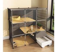 Pet Cage,Cat Cage Cat Cage With Litter Box, Indoor Cat Enclosure With Hd Windows, 2/3-Tier Diy Outdoor Cat Enclosures Weatherproof, Playpen And Exercise Place,One Color-L111xW49xH109cm