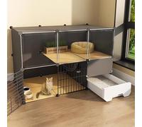 Pet Cage,Cat Cage Cat Cage with Litter Box, Indoor Cat Enclosure with HD Windows, 2/3-Tier DIY Outdoor Cat Enclosures Weatherproof, Playpen and Exercise Place, Easy to Assemble
