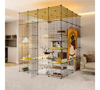 Pet Cage，Cat Cage Giant Cat Cage, Cat Cages Indoor Large with Litter Box, Cat Enclosure for Multiple Cat, Cat Cage for Pet Puppies Ferret Hedgehog, Easy to Assemble, DIY Free Combination