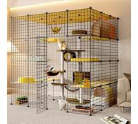 Pet Cage，Cat Cage Giant Cat Cage, Cat Cages Indoor Large with Litter Box, Cat Enclosure for Multiple Cat, Cat Cage for Pet Puppies Ferret Hedgehog, Easy to Assemble, DIY Free Combination
