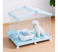 Pet Cage, Dog Crate, Metal Puppy Cage with Universal Wheels, 2 Doors, Removable Plastic Tray, Indoor Kennel for Small to Medium Size Dogs and Cats