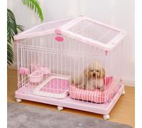 Pet Cage, Dog Crate, Metal Puppy Cage with Universal Wheels, 2 Doors, Removable Plastic Tray, Indoor Kennel for Small to Medium Size Dogs and Cats