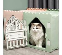 Pet cage,Dog Houses Plastic Dog Cage Crate, Dog And Cat House, Portable Crate End Table With Door, Nightstand Nest Crate For Small And Medium Dogs,Easy Clean (Color : Green)