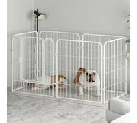 Pet cage,Dog Playpen Indoor Outdoor, 6 Panels Dog Pen Dog Fence Exercise with Doors for Large/Medium/Small Dogs, Heavy Duty Dog Crate Play Pen for RV Camping Yard,White,140x60x70cm
