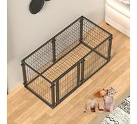 Pet cage,Dog Playpen Indoor, Pet Fence Puppy Exercise Pen for Yard Gate, Dog Cage for Small Medium Pets, Height Heavy Duty Crates with Doors Metal Dog Pen for Camping, RV, Outdoor,Black,120