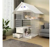 Pet Cage for Cats, Indoor Large with Litter Box, Wire Collapsible 3-Tier Design, Space-Saving Solution for Home Use