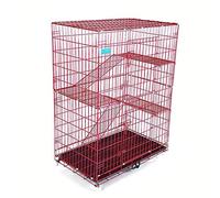 Pet Cage Four-Story Pet Villa High-End And Strong Folding Wire Cat Cage Rose Red Various Sizes,M