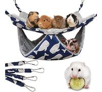 Pet Cage Hammock, 2-Layer Hamster Hanging Bed Plush Sugar Glider Cage Chinchilla Swing Nest Guinea Pig Nap Sack Warm Ferrets Hideout Accessories Toy for Small Animals Rat Rabbit Squirrel (S-Whale)