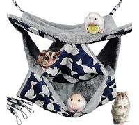 Pet Cage Hammock, 3-Layer Hamster Hanging Bed Plush Sugar Glider Cage Chinchilla Swing Nest Guinea Pig Nap Sack Warm Ferrets Hideout Accessories Toy for Small Animals Rat Rabbit Squirrel (M-Whale)