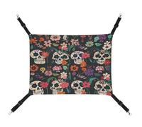 Pet Cage Hammock, Day of The Dead Floral Skull Patterns Printed Hanging Pet Bed, Pet Swing Is Suitable For Cats, Dogs, Or Other Small Pets And Is The Best Choice For Pet Hospitals And Households