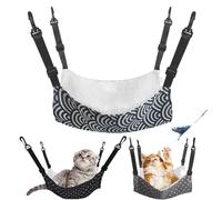 Pet Cage Hammock, Reversible Cat Hanging Hammock Soft Breathable Pet Cage Hammock with Adjustable Straps,Double-Sided Hanging Bed Sleepy Pad for Cats Small Dogs Rabbits