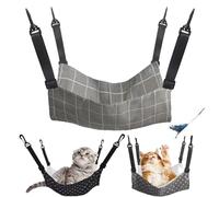 Pet Cage Hammock, Reversible Cat Hanging Hammock Soft Breathable Pet Cage Hammock with Adjustable Straps,Double-Sided Hanging Bed Sleepy Pad for Cats Small Dogs Rabbits
