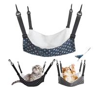 Pet Cage Hammock, Reversible Cat Hanging Hammock Soft Breathable Pet Cage Hammock with Adjustable Straps,Double-Sided Hanging Bed Sleepy Pad for Cats Small Dogs Rabbits