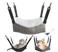 Pet Cage Hammock, Reversible Cat Hanging Hammock Soft Breathable Pet Cage Hammock with Adjustable Straps,Double-Sided Hanging Bed Sleepy Pad for Cats Small Dogs Rabbits