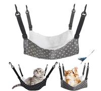 Pet Cage Hammock, Reversible Cat Hanging Hammock Soft Breathable Pet Cage Hammock with Adjustable Straps,Double-Sided Hanging Bed Sleepy Pad for Cats Small Dogs Rabbits