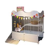 Pet cage,Indoor Rabbit Cage Two Story Bunny Hutch Pet Cage Guinea Pig Cage with fenced Small Animal Poultry Cage Run with Removable Tray