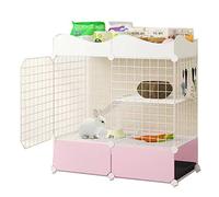 Pet cage,Indoor Rabbit Cage Two Story Bunny Hutch Pet Cage Guinea Pig Cage with fenced Small Animal Poultry Cage Run with Removable Tray