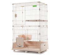 Pet Cage,Outdoor Cat House Cat Cages Enclosure, 2/3-Tier Cat Enclosures Outdoor & Indoor Cat House, Multi-Feature Enclosed Cat Condo with Wheels, for1-2 Cats or Small Animals(86x61x122cm)