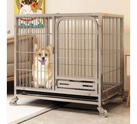 Pet Cage,("Pet cage,("Dog Crate for Medium Small Dogs Double Door Escape Proof Locks, Metal Wire Dog Cage with Wheels, Indoor Large Dog Crate Heavy Duty Dog Kennel with Tray,Silver,30.3" Lx2