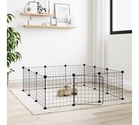 Pet Cage Playpen Black Powder-Coated Steel 12-Panel 35x35cm PanelsGrid4.3cmDoorS